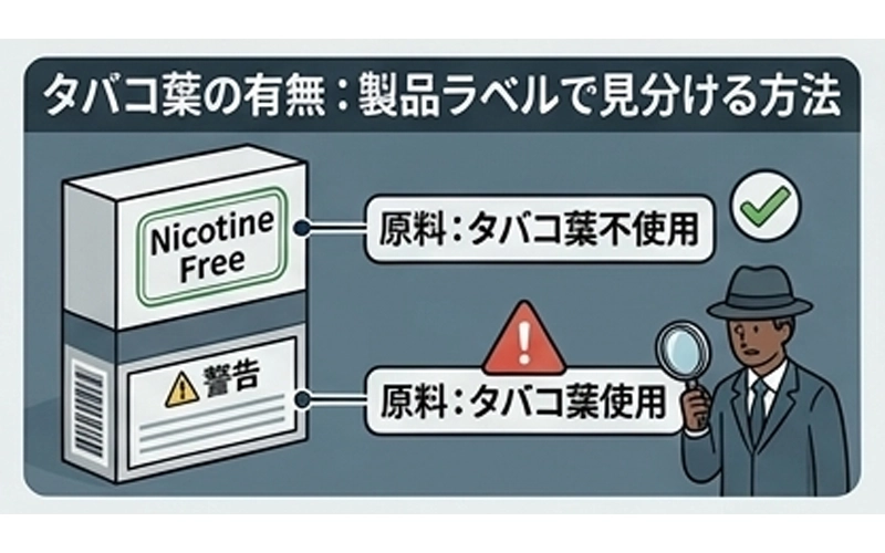 タバコ葉の有無：製品ラベルで見分ける方法