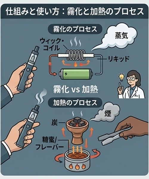 仕組みと使い方：霧化と加熱のプロセス