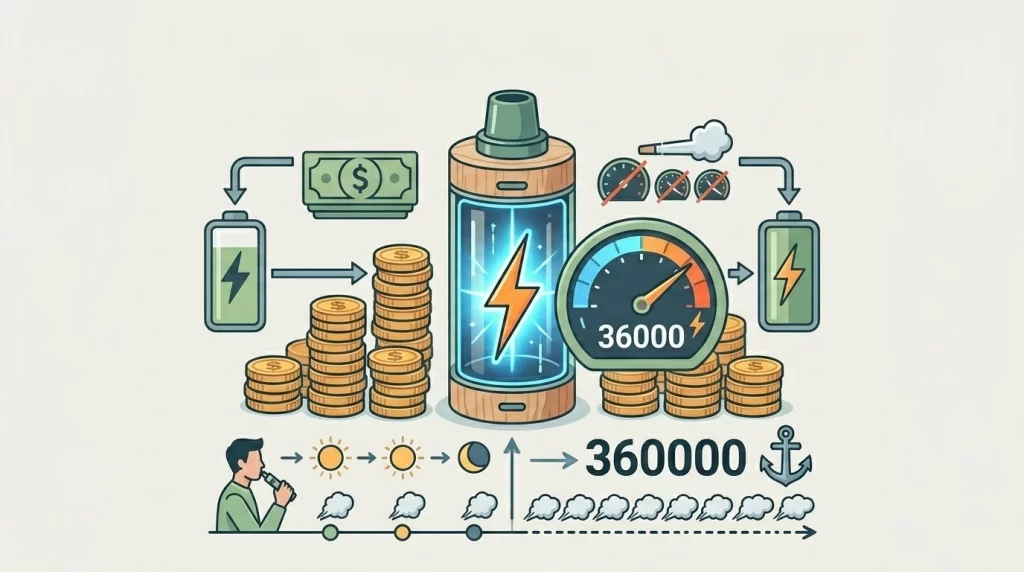 36000パフ：圧倒的な持続力とバッテリー性能
